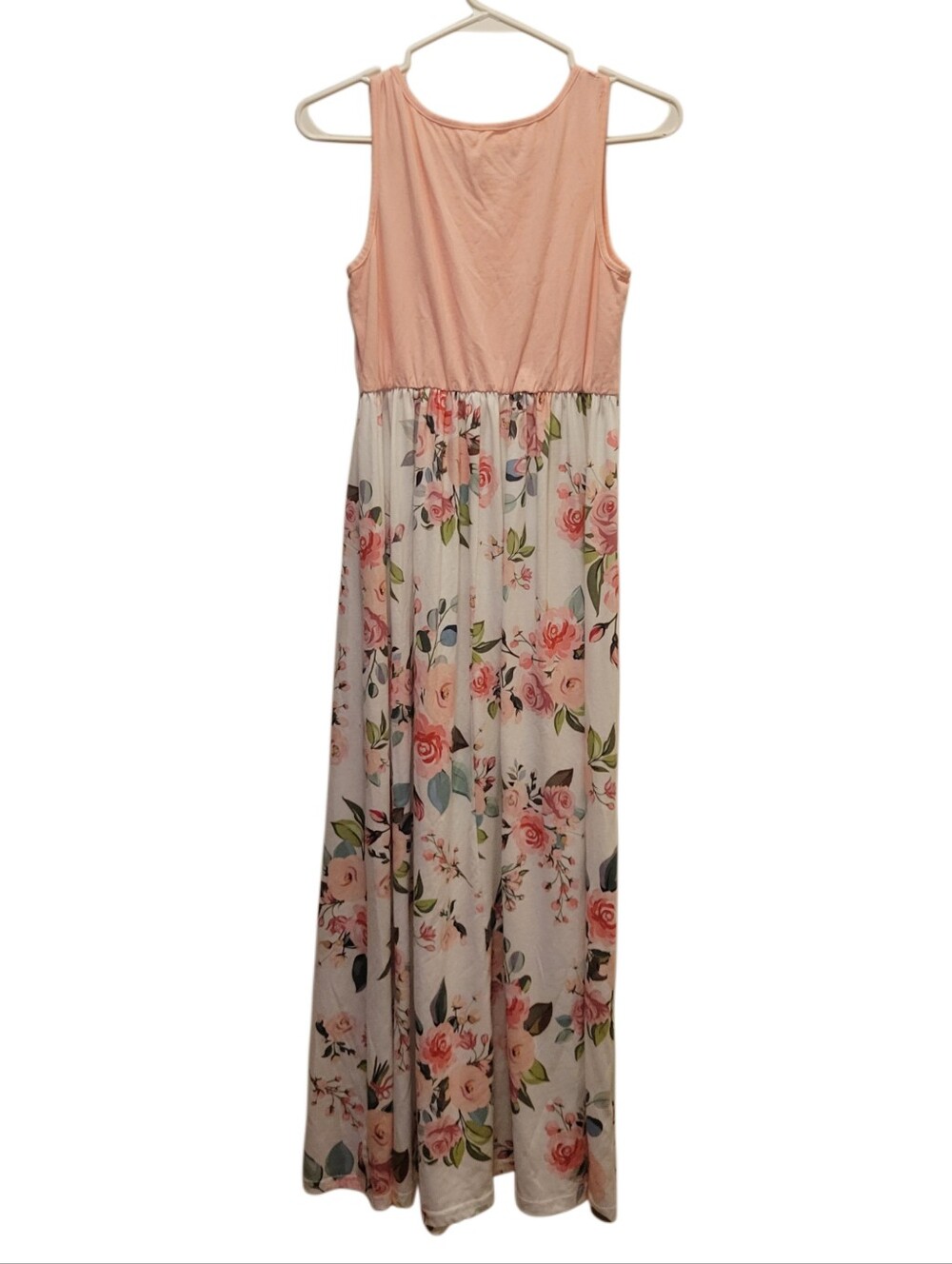 Sleeveless Pink Floral Maxi Dress - Picture 3 of 4